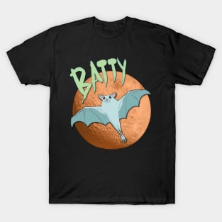 Batty cute Bat and Full Moon Design T-Shirt